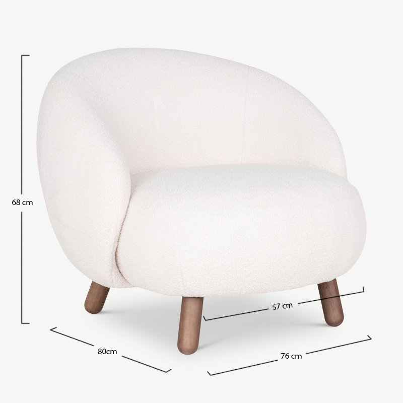 Fauteuil Elena en Tissu Bouclé Blanc