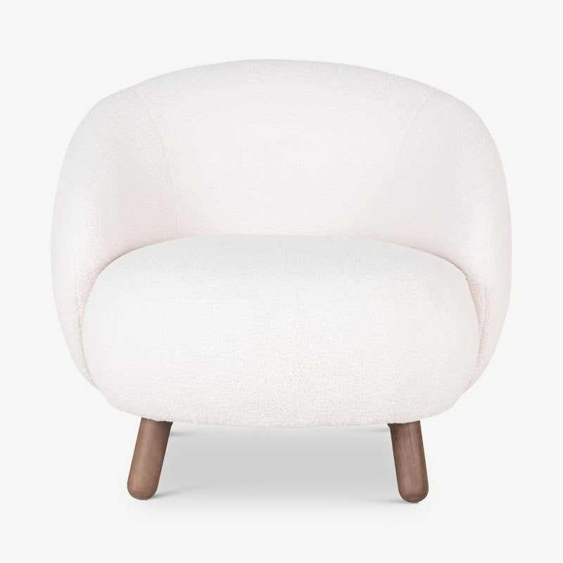 Fauteuil Elena en Tissu Bouclé Blanc