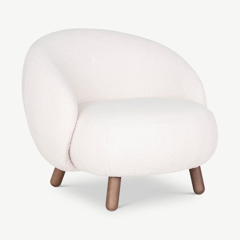 Fauteuil Elena en Tissu Bouclé Blanc