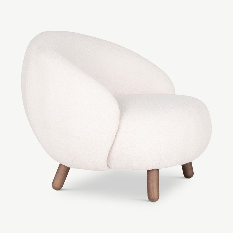 Fauteuil Elena en Tissu Bouclé Blanc